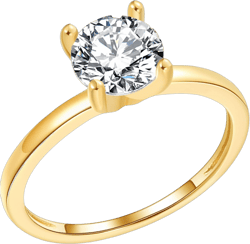 Solitaire Engagement Ring for Women by Ginger Lyne |CZ 1.5 Ct Faux Simulated Diamond Ring |925 Sterling Silver White Gold Wedding Bridal| Fake Travel or Promise for Her - Size 9 Gold 10