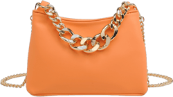 Yume Faux Leather Chain Crossbody Bag, Tangerine | Eloquii