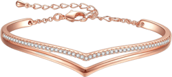 Praelinos Minimalistic Bracelets for Women White/Rose Gold Plated Charm Silver Tone Bracelet 5A Cubic Zirconia Jewelry Christmas Birthday Valentine Mother's Day Gifts for Mom Women Wife Her Rose Gold Plated-White