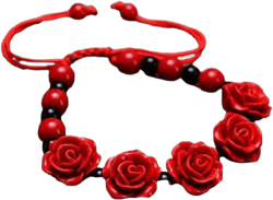 eartif Rose Flower Bracelets for Women Trendy Red Flower Braided Bracelets Adjustable Handmade Wove Beaded Bracelet for Girls Jewelry Gift