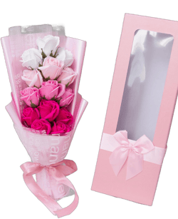 Ansuma Scented Soap Flower Bouquet Mixed Color Artificial Simulation Gradient Rose Bouquet Gift Box Mother's Day Graduation Birthday Anniversary Wedding and Proposal Gift (Pink)