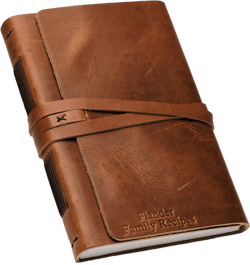 Heirloom Custom Family Recipe Book with Fillable Pages, Personalized Leather Journal Embossed with Name or Initials - Grandma Gift Ideas