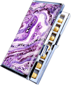 Geode art Weekly pill Organizer, travel business card case, 7 day Pill Box mothers day gift, personalized Event Planner credit card holder