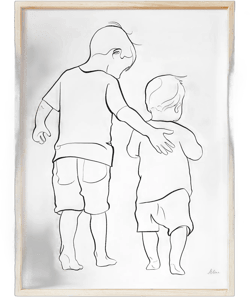Big Brother Little Brother Line Art Print, Brothers gift, Family Wall Art, Mothers Day, Gift for Mom, Sibling Poster