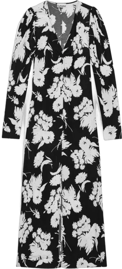 floral-print long-sleeve midi dress