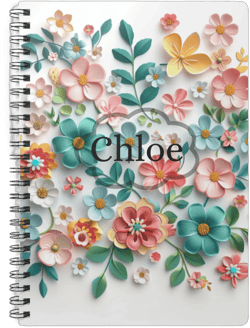 personalized note book, floral notebook, personalized journal, gift for her, mother, mothers day