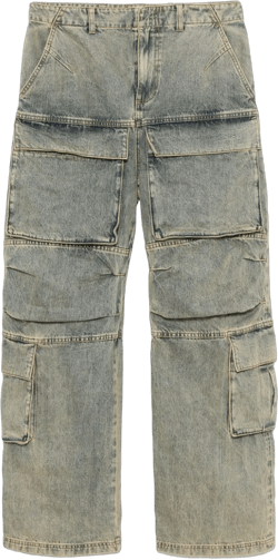 acid-wash cargo jeans