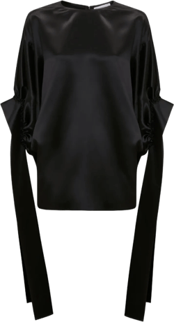satin-finish pleated blouse