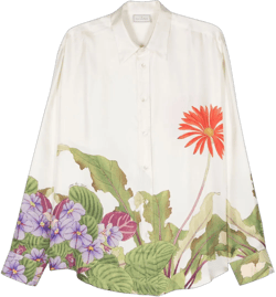 floral-print silk shirt