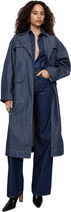 Oversized Denim Trench Coat