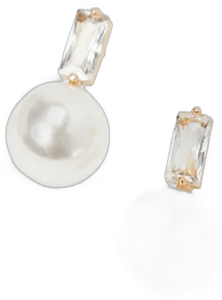Elegant Passion White Pearl 14KT Gold Rhinestone Stud Earrings
