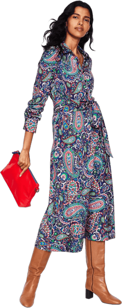 Boden Women's Green Laura Jersey Midi Shirt Dressnavy, Rouge Stripe