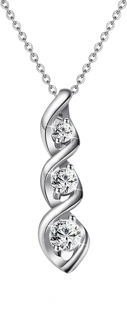 APSVO Silver Cubic Zirconia Necklace for Women, Dainty Simple 3 Stones Twisted Women Necklaces Pendant Chain Bridesmaid Jewelry Valentine’s Day Gift