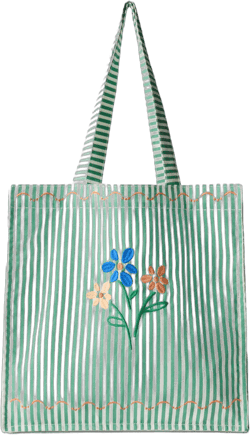 EMBROIDERED FLORAL TOTE BAG