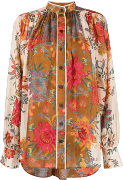 Ginger floral-print silk blouse 
