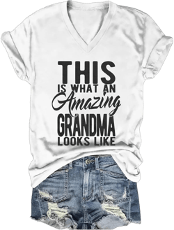 Mothers Day Shirts for Women, This is What an Amazing Grandma Looks Like T Shirt, Novelty Motherhood Tees for Mom White XX-Large