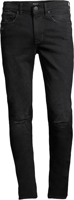 Hudson Jeans Men's Black Zack Distressed Ripped Knee Stretch Skinny Jeans