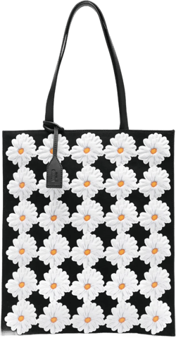floral-appliqué tote bag