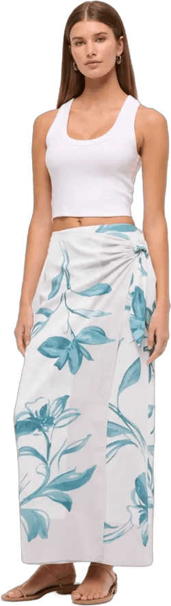 Mid Rise Wrap Maxi Skirt