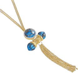 LuvMyJewelry Sunkissed Design Yellow Gold Plated Silver Turquoise Gemstone Diamond Fringe Necklace