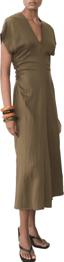 MANGO Ruched Maxi Dress