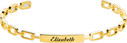 Personalized Planet Women's Frozen Paperclip Chain Engraved Cuff Bracelet