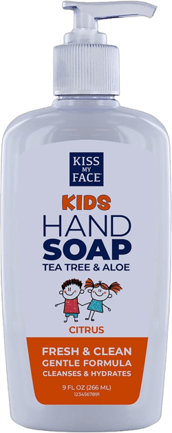 Kiss My Face Kids Hand Soap - Citrus Scent - Cleanse And Hydrate Skin - Vegan & Cruelty-Free - Easy To Use Hand Soap Pump - Added Tea Tree And Aloe - 9 fl oz Bottle Citrus 9 Fl Oz (Pack of 1)