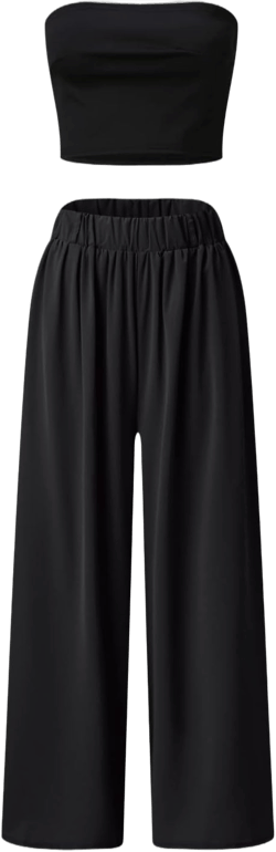 Women's Dressy Pant Suits for A Wedding Women's 3 Piece Set Casual Sexy Solid Color Womens Pant Jumpsuit (Black, M) Medium Black