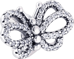 Sparkling Spacer Charm Rubber Stopper Spacer Bead 925 Sterling Silver Clip Charm fit Pandora Style Charm Bracelets (Sparkling Butterfly Spacer)