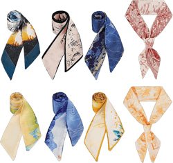 4/6/8/10 pieces hair ribbon scarf set fashion ribbon scarf for hair handbag handle scarf purse scarf for women 37'' Satin and Polyester - 8 Pack