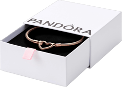 Pandora Moments Heart Closure Snake Chain Bracelet - Compatible Moments Charms Rose Gold Charm Bracelet for Women - Size 7.5" 7.5 Inches