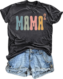 Mama Shirt Women Funny Letters Print Mother's Day Graphic Tees in My Mama Era Shirt Mom Life Casual T-Shirt Tops (26AA-Dark Gray8, S), Small
