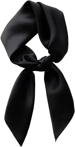 Lastclream Chiffon Square Neck Scarves for Women Handkerchief Retro Satin Ribbon Scarf for Hair Wrapping 23.6" 26" 23.6" Ribbon - Black
