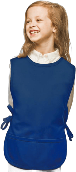 Royal Blue Kids Art Smock, Cobbler Apron, Durable Poly/Cotton Twill Fabric (Extra Large)