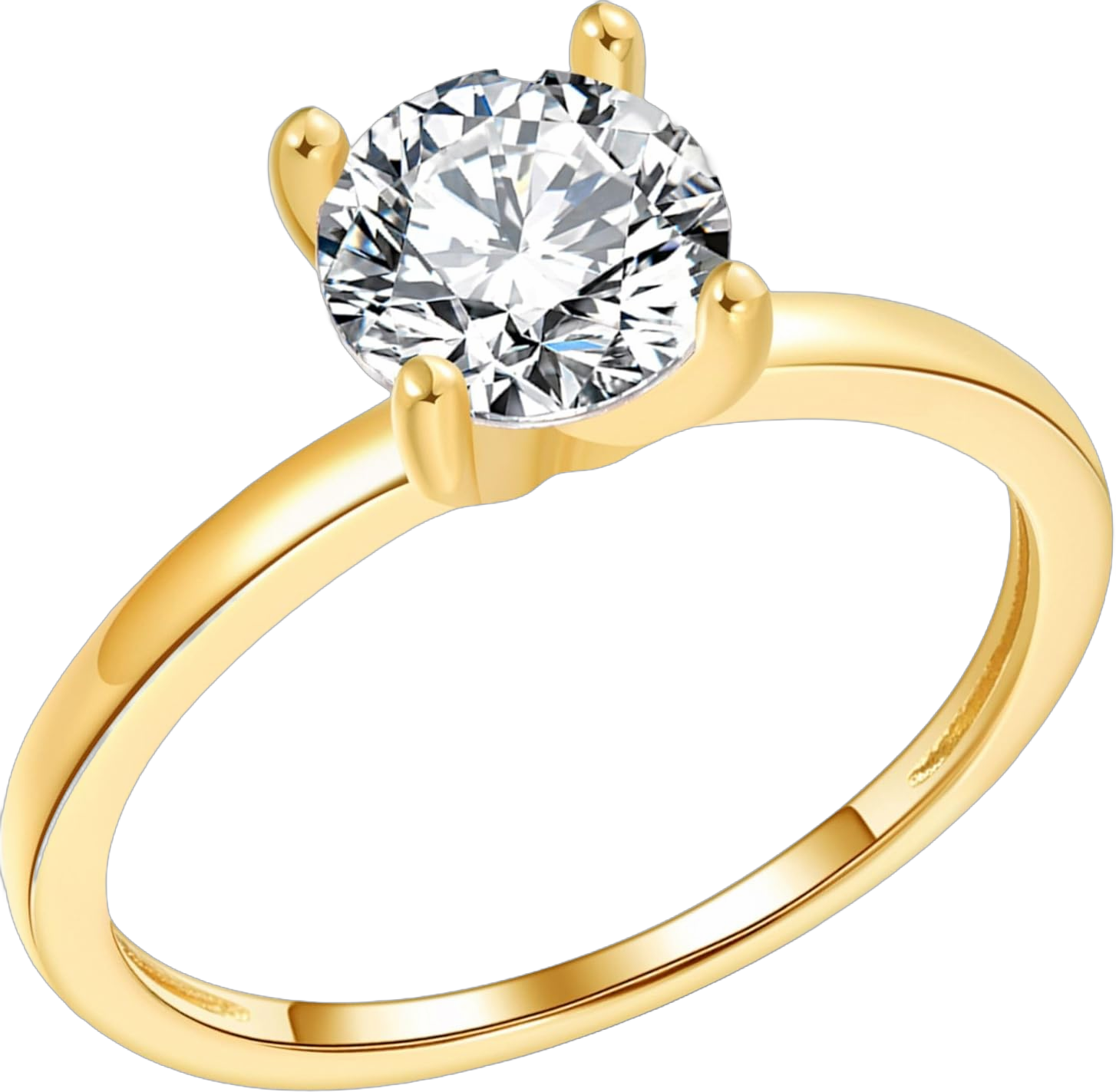 Solitaire Engagement Ring for Women by Ginger Lyne |CZ 1.5 Ct Faux Simulated Diamond Ring |925 Sterling Silver White Gold Wedding Bridal| Fake Travel or Promise for Her - Size 9 Gold 10