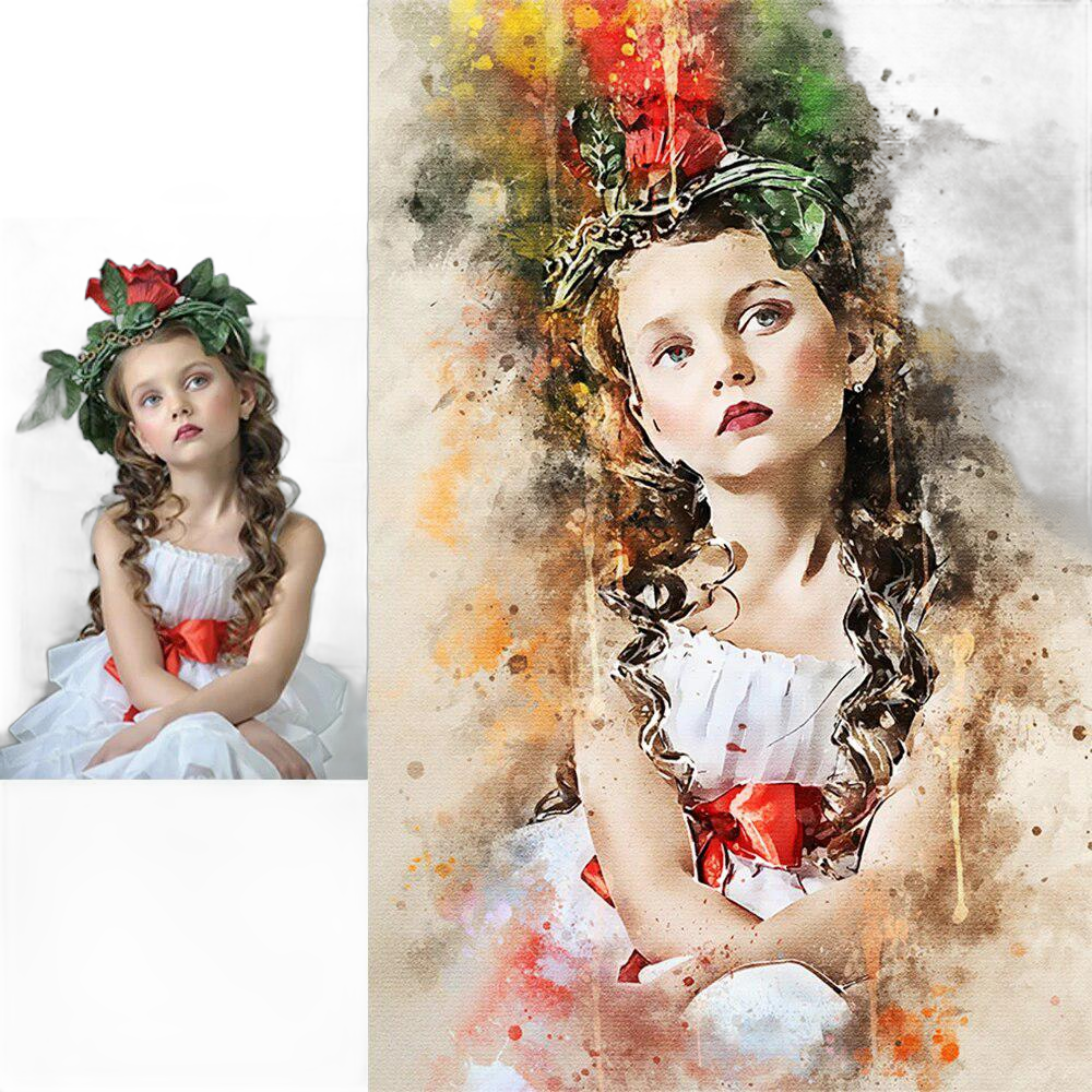 Custom Portrait Watercolor Artwork Canvas