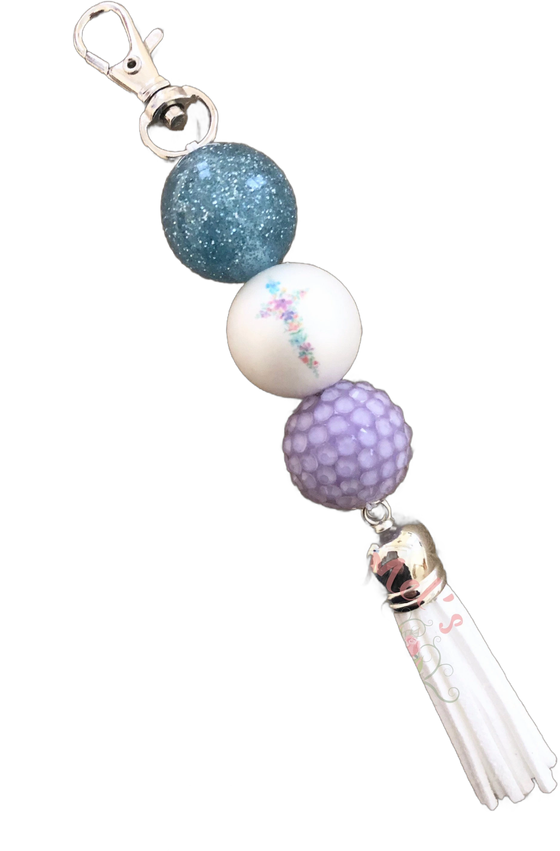 Floral Cross Keychain/Beaded/Charm/zipper/bag/purse/phone/cup/planner/Jesus/chunky beads/floral/mom/grandma/friend/mothers day/gift