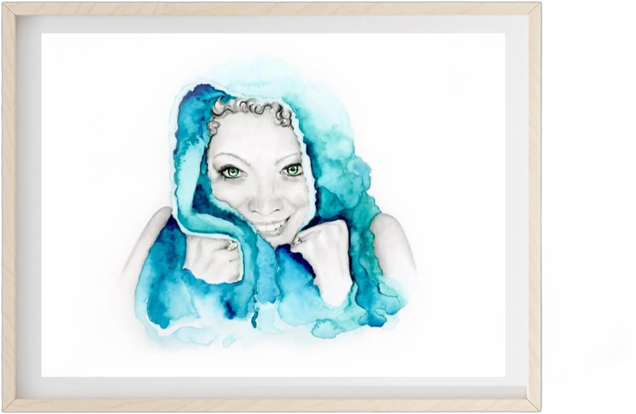 Fun colorful portrait art Mothers Day for home decor. Custom portrait unique wall art gift for mom. Pencil drawing painting from your photo