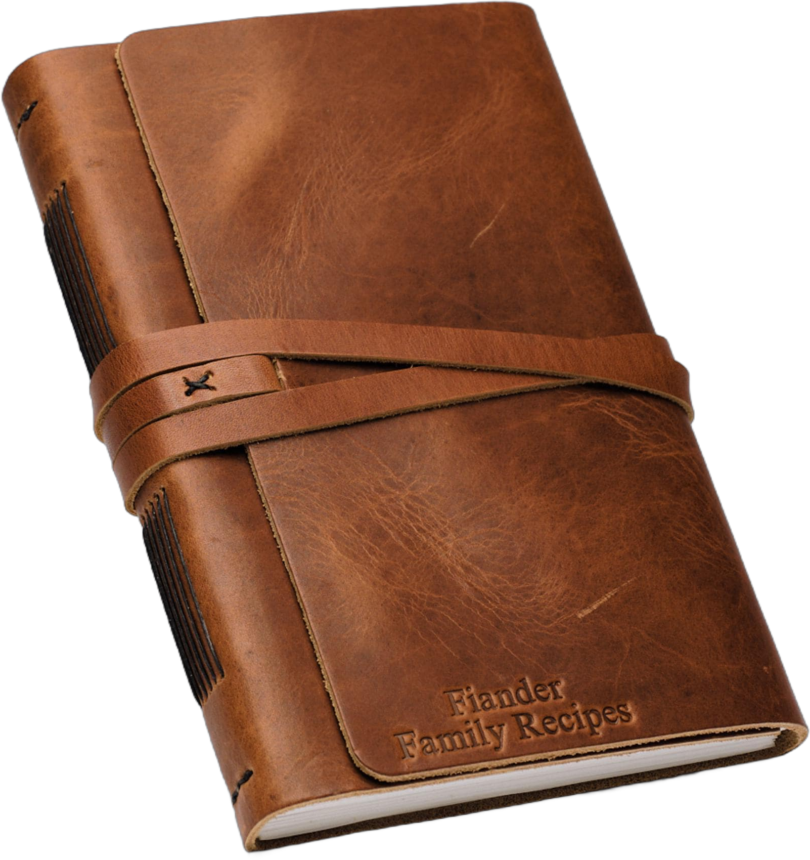 Heirloom Custom Family Recipe Book with Fillable Pages, Personalized Leather Journal Embossed with Name or Initials - Grandma Gift Ideas