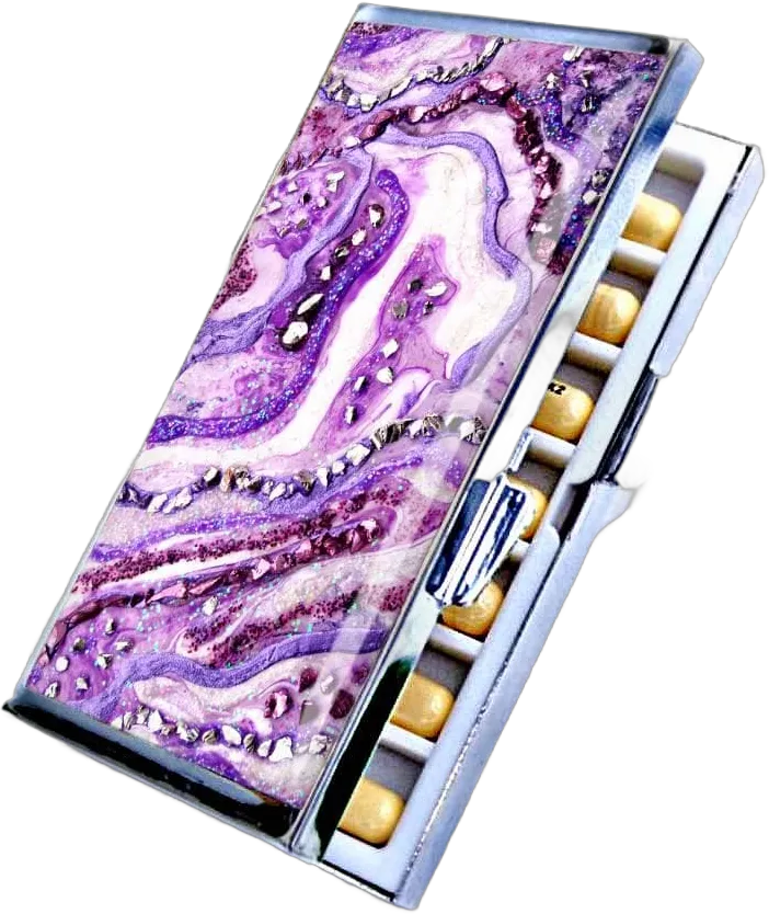 Geode art Weekly pill Organizer, travel business card case, 7 day Pill Box mothers day gift, personalized Event Planner credit card holder