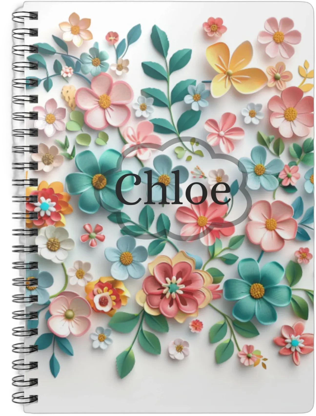 personalized note book, floral notebook, personalized journal, gift for her, mother, mothers day