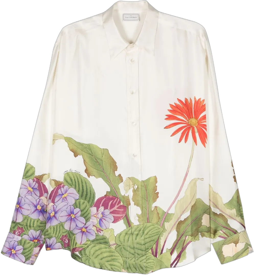 floral-print silk shirt