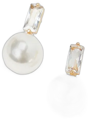 Elegant Passion White Pearl 14KT Gold Rhinestone Stud Earrings