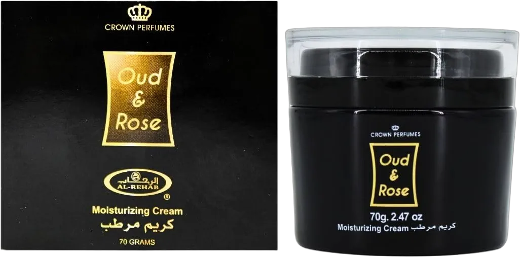 Al-Rehab Oud & Rose Moisturizing Cream 70g – Deeply Hydrating Body Lotion For Women - Soothing, Revitalizing Moisturizing Lotion For Dry Skin - Luxurious Floral Fragrance Body Lotion For Radiant Skin Oud & Rose Body Cream 2.5 Fl Oz (Pack of 1)