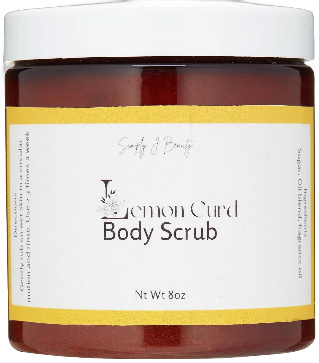 Exfoliating Sugar Body Scrub fresh, zesty lemon and warm vanilla scent (Lemon Curd, 8 oz)