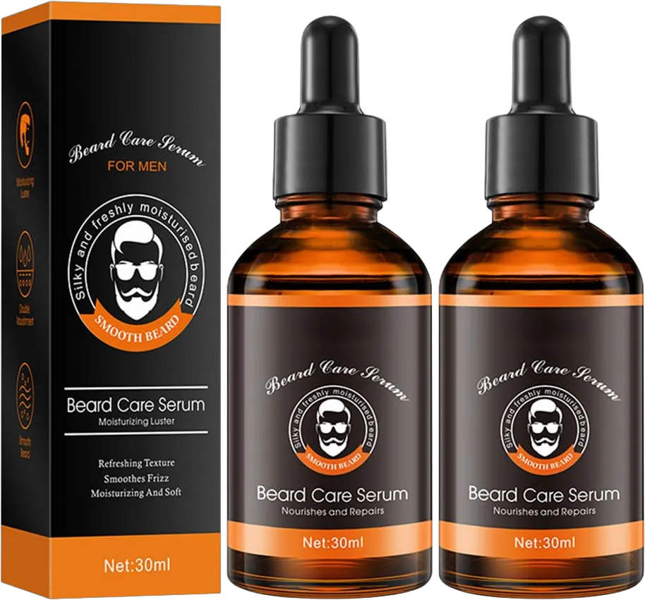 2 Pcs Beard Serum for Men(30ml),Moisturizing Softening Smoothing Beard Care Balm Wax,Beard Care Serum for Male,Natural Men's Beard Care Oil Serum 1 Ounce (Pack of 2)