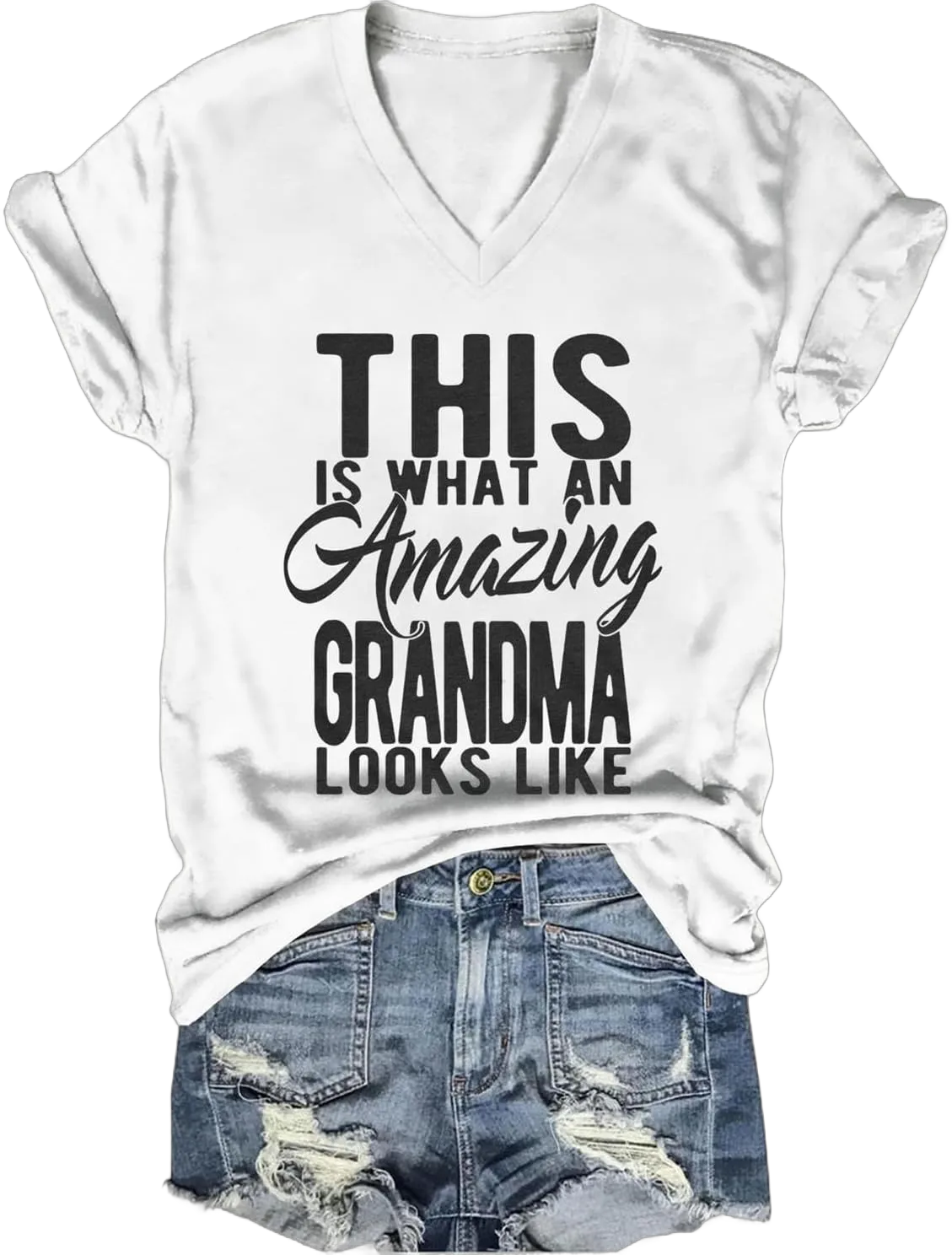 Mothers Day Shirts for Women, This is What an Amazing Grandma Looks Like T Shirt, Novelty Motherhood Tees for Mom White XX-Large