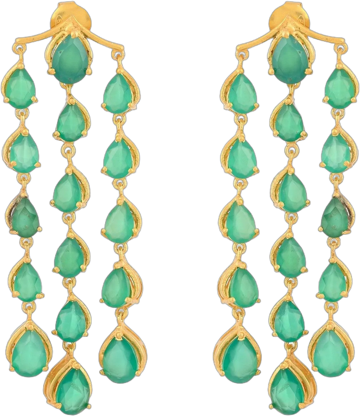 Opium Jewels Women's Green Oscar Night Chandelier Earrings