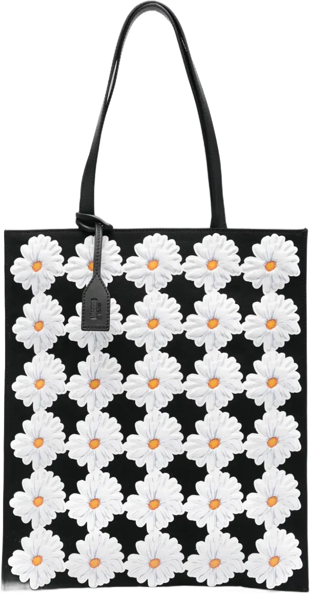 floral-appliqué tote bag