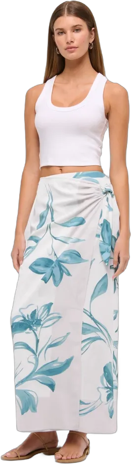 Mid Rise Wrap Maxi Skirt